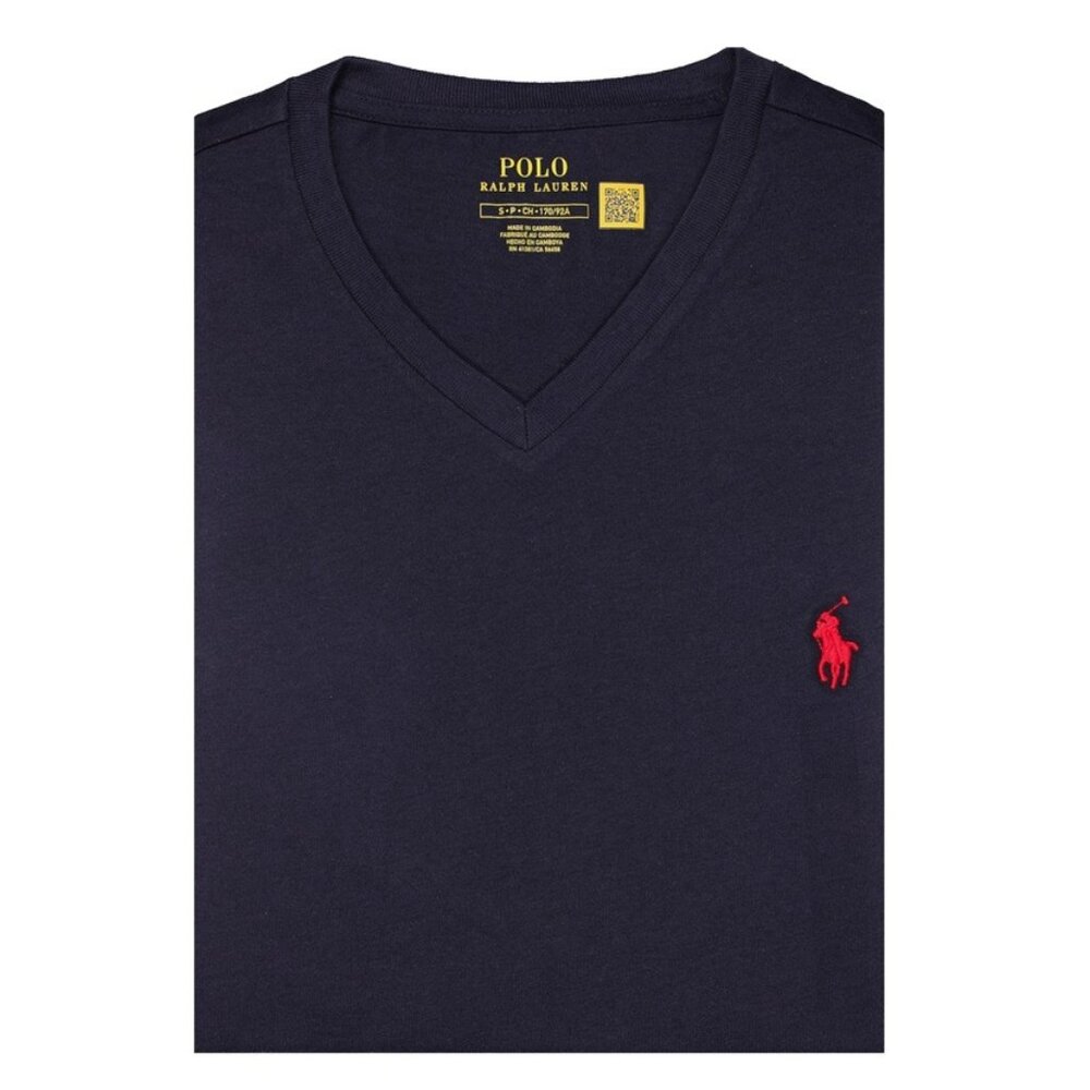 NWT Polo Ralph Lauren Men SS Pony V-Neck T-Shirt Tee Dark Navy MSRP $55.00